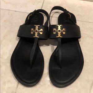 Tory Burch black leather sandals